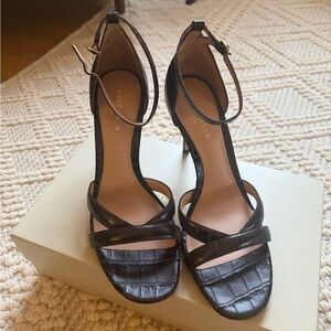 Cole Haan Women's brown croc embossed Strappy Heels